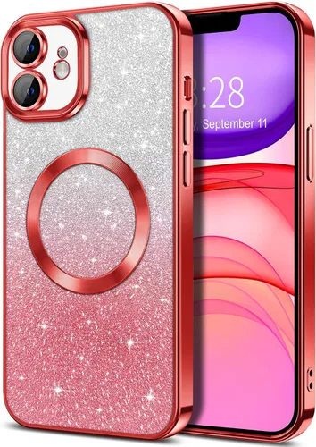 Vista 167 de Hython Funda para iPhone 13 Pro transparente con purpurina magnética [compatible con MagSafe] Protector completo de lente de cámara delgado