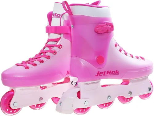 Vista 7 de Inlineskates - Patines en línea para mujeres y niñas, tamaño ajustable, freno extraíble, rodamientos ABEC-7, para patinaje en interiores