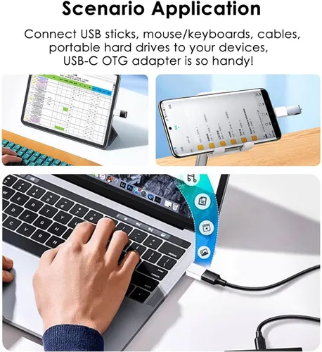 Vista 4 de Adaptador USB C a USB (paquete de 2), adaptador USB 3.0 a tipo C OTG, transferencia de datos de alta velocidad de 5 Gbps, compatible con MacBook