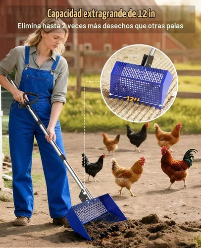 Vista 4 de INNOLAND Chicken Poop Scooper & Rake with 3-Angle Adjustable Sifting Shovel