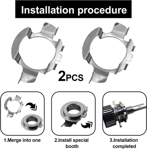 Vista 4 de 1 Par de Adaptador LED H7 para Faros Delanteros Retenedor, Adaptador de Faro LED H7 Soporte de Base de Bombilla Socket Retenedor Compatible