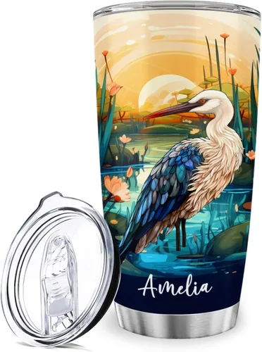 Vista 14 de Vaso de ballena azul con tapa, taza de viaje de acero inoxidable de 20 onzas, vasos personalizados de ballena, regalos temáticos del océano azul