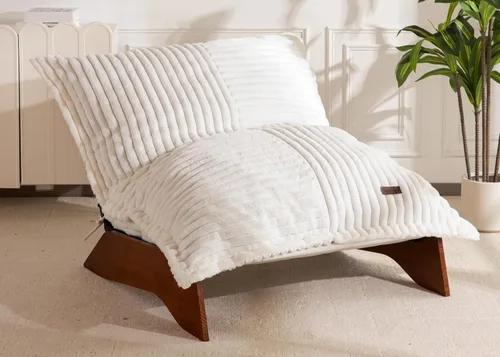 Vista 10 de MAXYOYO Silla ajustable para sala de estar, silla puff de 3 posiciones con funda extraíble, silla decorativa tapizada con marco, sillón reclinable