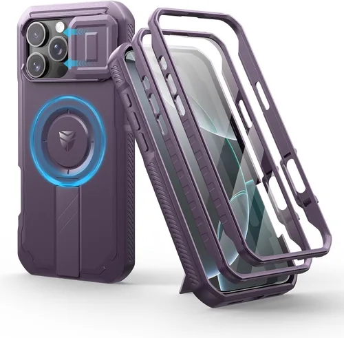 Vista 74 de Dexnor - Funda para iPhone 12 & iPhone 12 Pro con tapa deslizante para cámara, soporte ajustable y protector de pantalla integrado, carcasa
