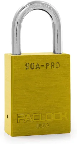 Vista 60 de PACLOCK Candado de la serie 90A-PRO, compre American Act obediente, aluminio anodizado marrón, cilindro de 7 pines de alta seguridad con 1 llave por