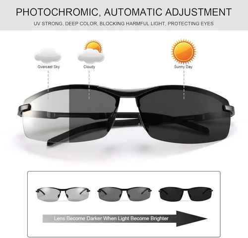 Vista 3 de Mens Sunglasses Polarized Photochromic Safety Glasses For Women Night Vision Glasses UV400 Outdoor Sports Driving Sun Glasses