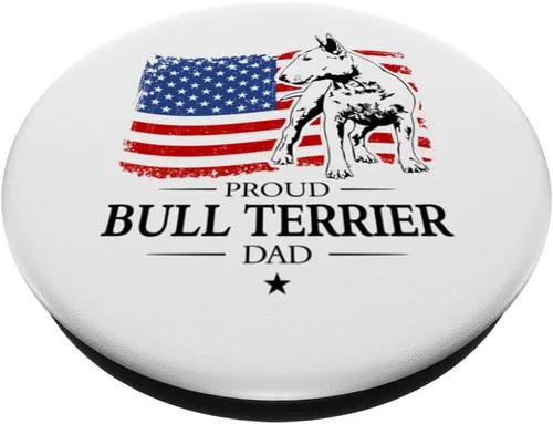 Vista 2 de PopSockets de perro patriótico con la bandera americana del Bull Terrier inglés PopGrip intercambiable