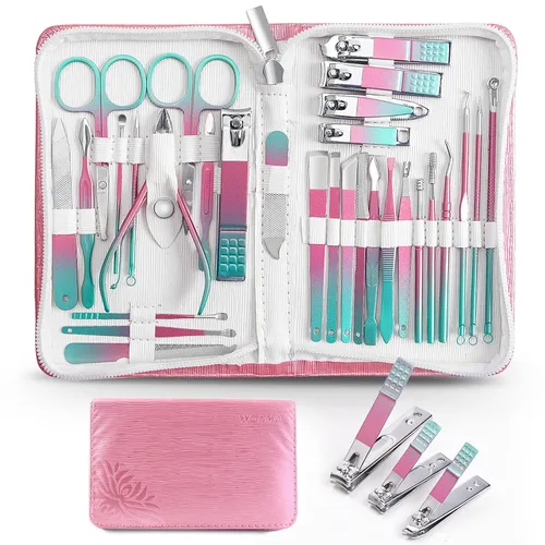 Vista 12 de WOAMA - Juego de manicura de 30 piezas y kit de pedicura, juego profesional de cortaúñas de acero inoxidable, kit de manicura y uñas para mujeres
