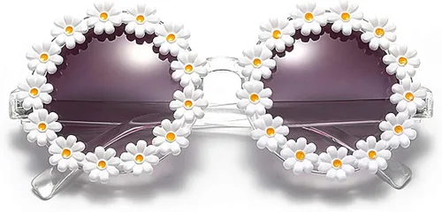 Vista 3 de Naimo Fashion - Gafas de sol redondas con decoración de perlas, protección contra los rayos UV, armazón de metal.