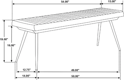 Vista 3 de Coaster Home Furnishings - Misty - Banco de comedor tapizado de piel de 54 pulgadas - Estilo industrial moderno con asiento capitonado de canal