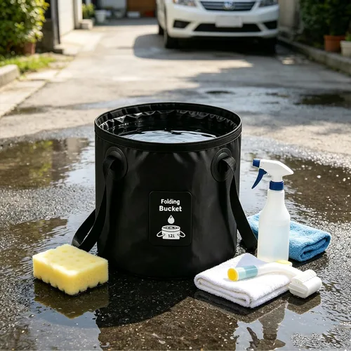 Vista 6 de Cubo plegable con asa, contenedor de agua plegable ligero, cubo plegable portátil para pesca, camping, senderismo, mochileros, supervivencia al aire