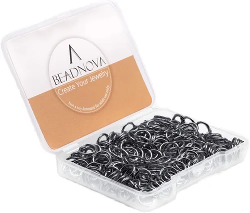 Vista 7 de BEADNOVA Anillos de salto negros de 0.157 in para hacer joyas, anillos abiertos para llaveros y reparación de collares (300 unidades)