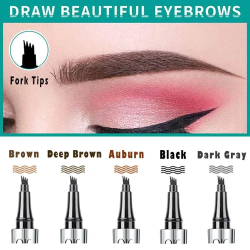 Vista 2 de Bolígrafo de cejas de 5 colores, microrelleno líquido natural para cejas, maquillaje para cejas (#1 marrón)