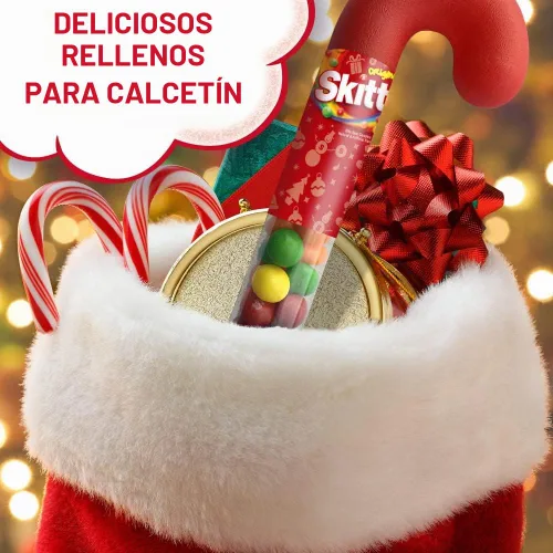 Vista 3 de SKITTLES Regalo original de bastón de caramelo masticable de Navidad, 2.6 onzas