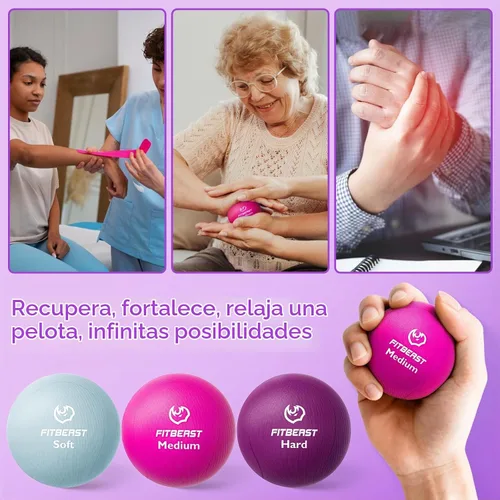 Vista 5 de FitBeast Grip Strength Trainer, Finger Exerciser, Stress Balls for Adults 6-Piece Set, Hand Therapy for Strength, Recovery & Stress Relief, Forearm