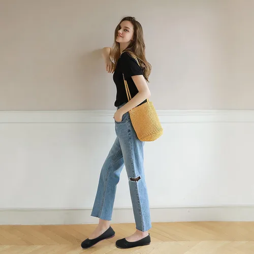 Vista 6 de Akk Zapatos planos de punta ancha para mujer, zapatos de vestir cómodos para ballet, zapatos casuales para caminar, trabajo, negocios, oficina
