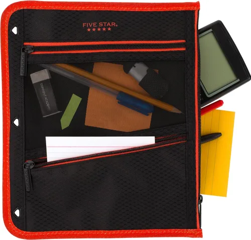 Vista 5 de Five Star Bolsa con cierre, bolsa para lápices, estuche para lápices, se adapta a carpetas de 3 anillos, el color puede variar (50642)