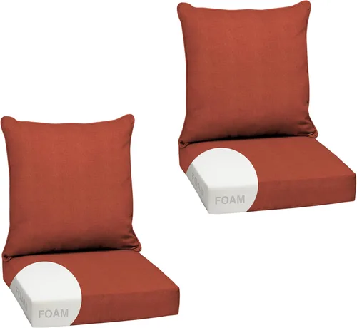 Vista 11 de Arden - Juego de cojines de asiento profundo para exteriores, espuma, 24x24, aguamarina