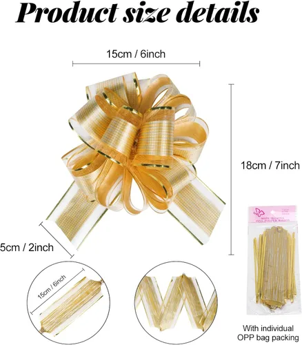 Vista 2 de Paquete de 12 lazos grandes de 6 pulgadas para envolver regalos, lazos de cinta para cestas de regalo de boda, lazos de envoltura de regalo