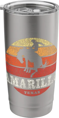 Vista 8 de Amarillo TX Vintage Country Western Retro - Vaso aislado de acero inoxidable