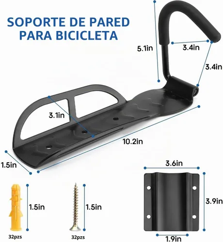 Vista 6 de Soporte de pared para bicicleta de garaje, ganchos para colgar bicicletas, sistema de almacenamiento vertical resistente para bicicletas