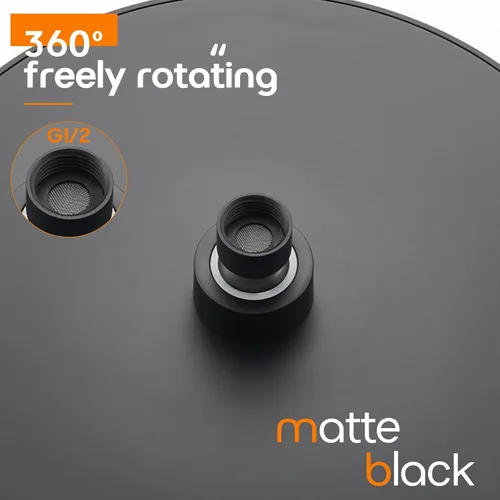 Vista 6 de Rained SH001MB-D10 - Cabezal de ducha de 10 pulgadas, gran caudal, 2.5 GPM con rótula giratoria ajustable, negro mate