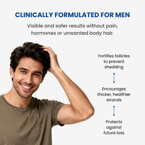 Vista 3 de ForHair - Aerosol para el crecimiento del cabello para hombres – Estimula el cabello nuevo, fortalece los folículos – Acción de recrecimiento local