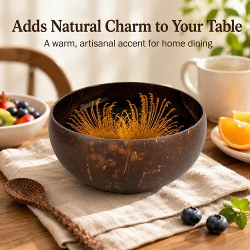 Vista 5 de ChezMax Tazón Natural de Cáscara de Coco con Madreperla Incrustada, Tazones de Cáscara de Coco para Llaves de Entrada, Recipiente para Caramelos