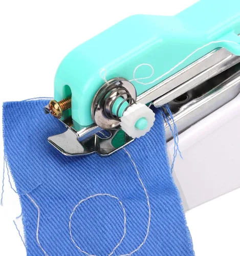 Vista 8 de Jeanoko Mini máquina de coser portátil, máquina de coser de mano, multiusos, máquina de coser portátil inalámbrica para principiantes, niños