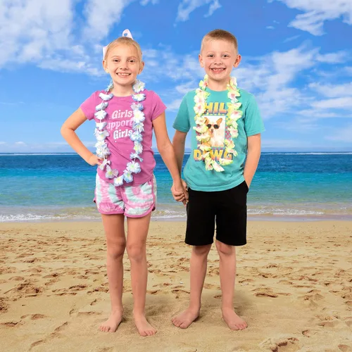 Vista 5 de Joyin Toy 36 unidades de collares hawaianos a granel, leis de flores tropicales, leis hawaianas, leis de playa de Hawái, suministros para fiestas