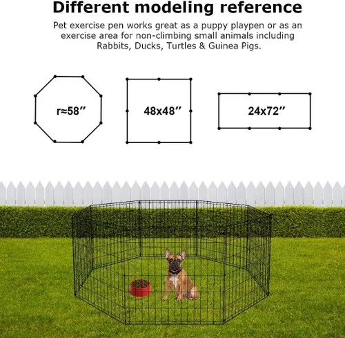 Vista 6 de BestPet - Corralito plegable de metal para perros, para interiores y exteriores, 8 paneles de 24 pulgadas
