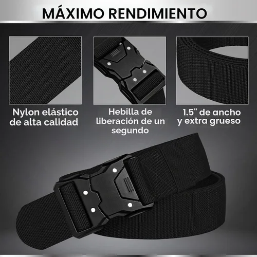 Vista 4 de TECEUM Tactical Belt – Heavy-Duty & Quick Release – Military, Work, Rigger, Duty & Utility Belt for Men Hebilla 6 - Negro