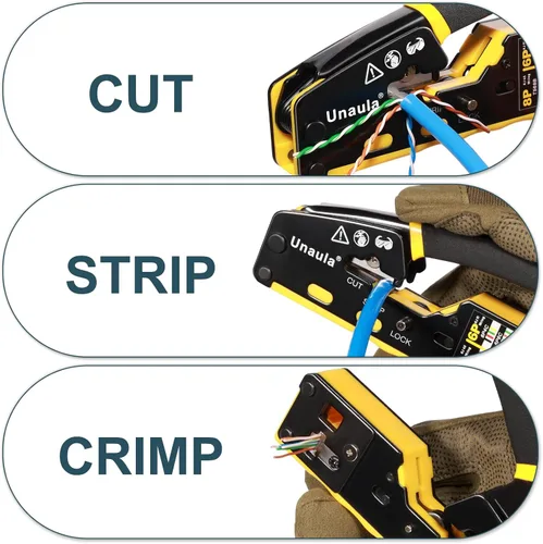 Vista 3 de Kit de Herramienta de Crimpado RJ45 de Paso Ethernet, Crimpadora Cat5 Cat6, Kit de Herramienta de Crimpado, Kit de Herramienta de Crimpado Ethernet