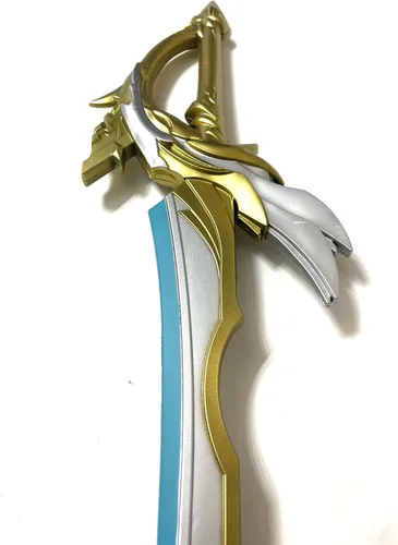 Vista 3 de Espada de espuma de fantasía de 40 pulgadas Aquila Favonia azul, dorado y plateado espuma de alta densidad para cosplay y colección Genshin Impact