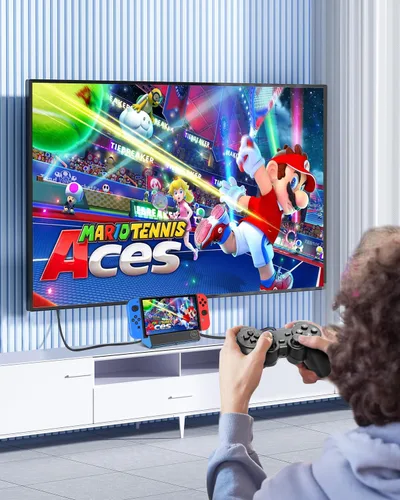 Vista 7 de Base para interruptor, estación de acoplamiento de TV para Nintendo SwitchSwitch OLED, reemplazo de base de TV de carga portátil con adaptador HDMI