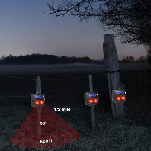 Vista 6 de Paquete de 4 repelentes solares nocturnos de animales para exteriores con ojos depredadores rojos, luces disuasorias de animales nocturnos