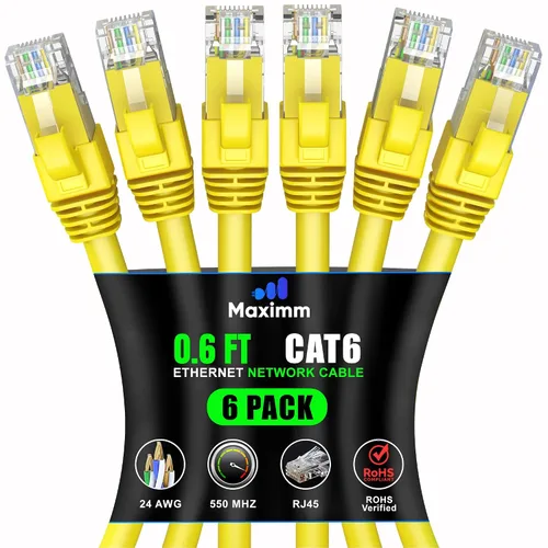 Vista 15 de Maximm Cable Ethernet Cat 6 de 0.6 pies (paquete de 6) – Cable LAN de alta velocidad, cable de Internet, cable de conexión y cable de red – UTP