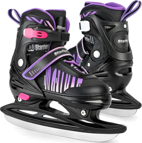 Vista 12 de Patines de hielo ajustables para niños y niñas, patines de hockey sobre hielo para principiantes de 4 a 12 años, zapatos de patinaje sobre hielo