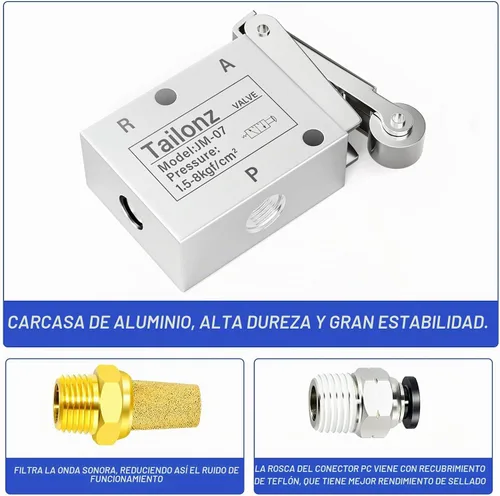 Vista 6 de TAILONZ PNEUMATIC Válvula electromagnética JM-07 del rodillo de la manera 1/4 de la manera de 2 posiciones 3