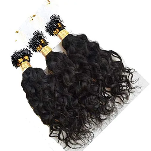 Vista 3 de Extensiones de cabello humano virgen malasio con micro bucle de onda suelta corta, micro enlace, extensiones de cabello humano natural real