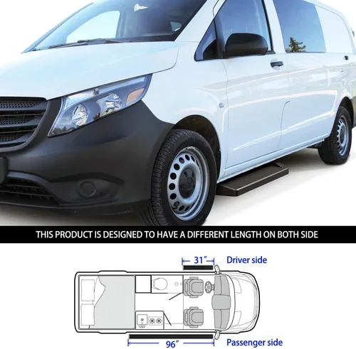 Vista 6 de APS Estribos (barras Nerf barras de escalón lateral) compatibles con Mercedes-Benz Metris 2016-2023 Cargo Van de 3 puertas