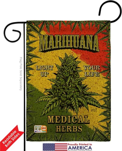 Vista 2 de Marihuana Burlap Garden Flags 2pcs Pack Novelty Trendy Popular New Trend Interesting Exciting Small Decorative Gift Yard House Banner Double-Sided