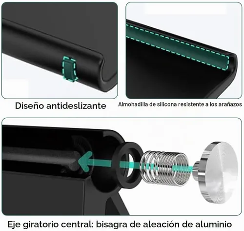 Vista 5 de Soporte para tableta, soporte plegable ajustable para teléfono celular, compatible con la mayoría de iPad y teléfonos inteligentes, accesorio