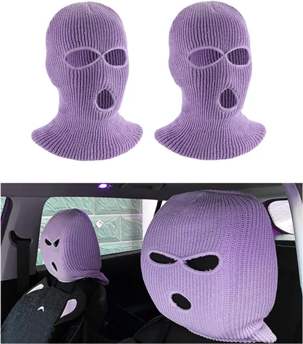 Vista 7 de 2 fundas para reposacabezas de automóvil, divertida máscara de cara completa personalizada para asiento de automóvil, máscara de esquí, protección