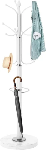 Vista 10 de ZOZOE Perchero de Metal con Soporte, Perchero Moderno Independiente con Base de Mármol Natural, Percheros Resistentes con 12 Ganchos y Negro