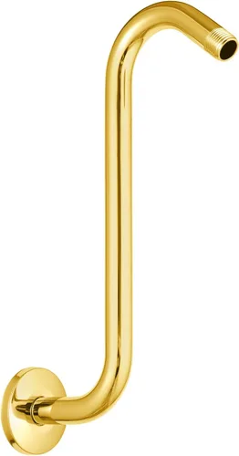 Vista 15 de Brazo de extensión de cabezal de ducha OFFO de 6 pulgadas, brazo de ducha en forma de "S" de cuello de ganso de alto rendimiento con brida en oro