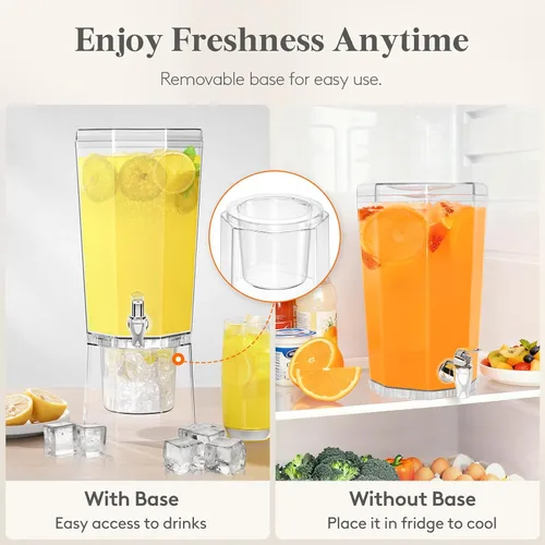Vista 6 de Lifewit Dispensador de bebidas de plástico de 1 galón, recipientes de jugo con tapa para fiesta, dispensador de bebidas de hielo con soporte
