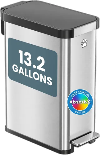 Vista 18 de iTouchless Cubo de basura para excrementos de perro de 3 galones / 12 litros con filtro de olor AbsorbX – Recipiente de basura de metal de cierre