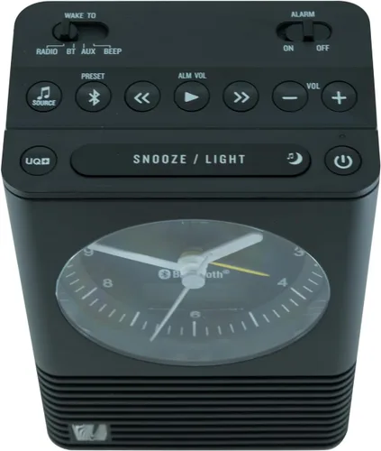 Vista 5 de Soundfreaq Sound Rise Classic, SFQ-14: Radio despertador de cabecera y altavoz Bluetooth, con reloj analógico, radio FM, puerto de carga USB