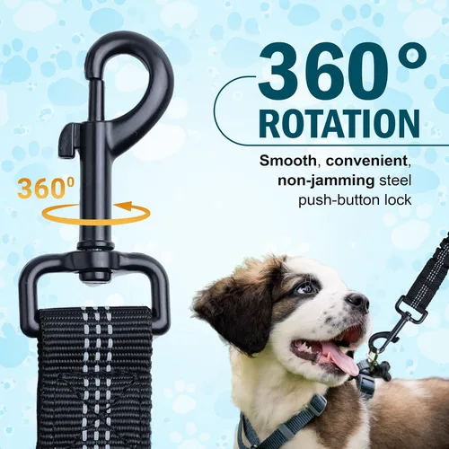 Vista 4 de Correa de perro manos libres con cinturón – Bungee sin tirones, asas acolchadas dobles y bolsa con cremallera para correr, caminar y entrenar